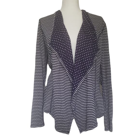 Market & Spruce Stripe Polka Dot Cardigan Womens Sz M Preppy Nautical Layering - Picture 1 of 10